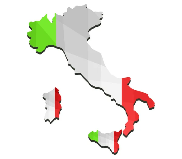 Italia Mappa Con Bandiera Sfondo Bianco — Vettoriale Stock