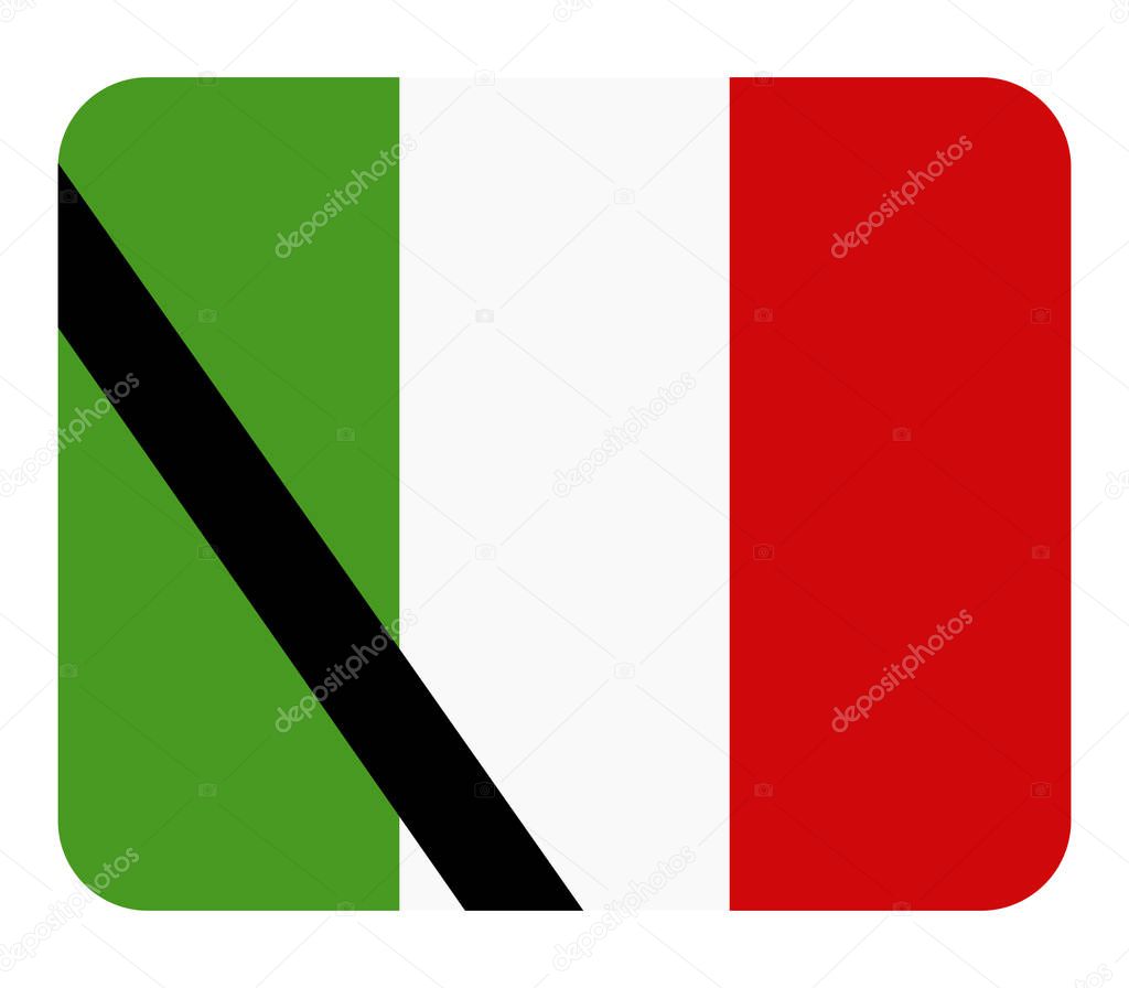 italy flag with mourning on white background