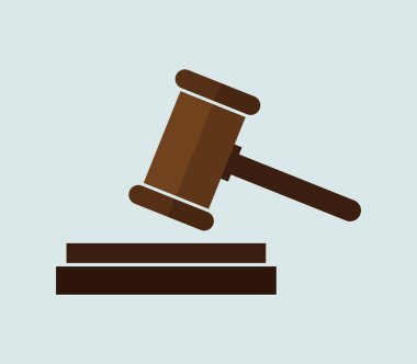 Yargıç çekiç simgesi beyaz arka plan üzerinde