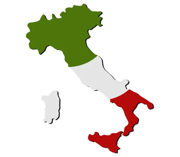 Italia Mappa Con Bandiera Sfondo Bianco — Vettoriale Stock