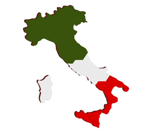 Italia Mappa Con Bandiera Sfondo Bianco — Vettoriale Stock