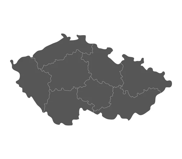 Czechy Mapa Regionów Białym Tle — Wektor stockowy