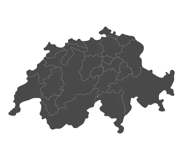 Carte Suisse Avec Des Régions Sur Fond Blanc — Image vectorielle