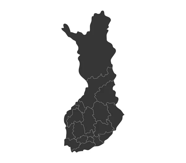 Peta Finland Dengan Daerah Dengan Latar Belakang Putih - Stok Vektor
