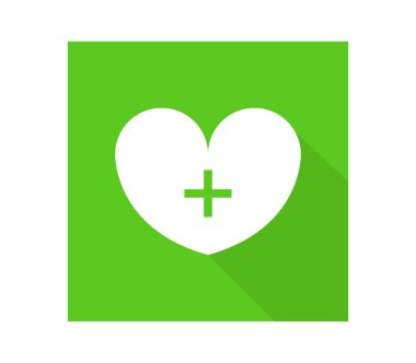 kalp simgesi ile artı beyaz arka plan üzerinde