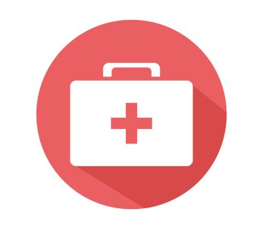 Beyaz arka plan üzerinde tıbbi bavul simgesi