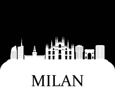 Beyaz arka plan üzerinde Milan manzarası