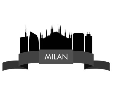 Beyaz arka plan üzerinde Milan manzarası