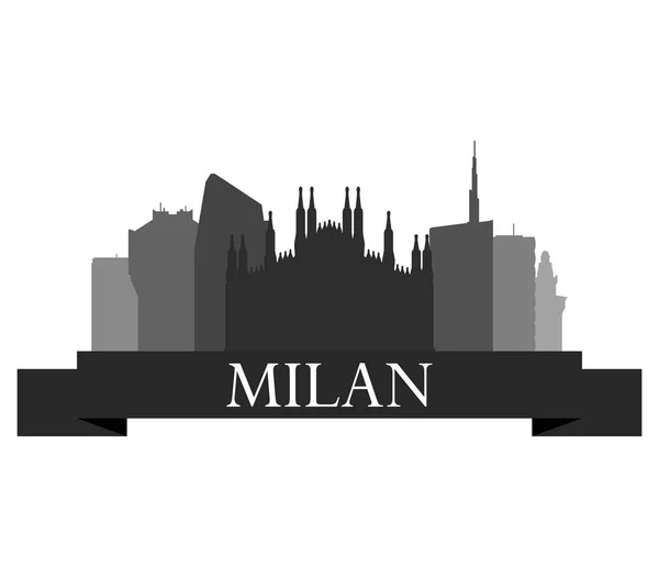 Skyline Van Milaan Witte Achtergrond — Stockvector