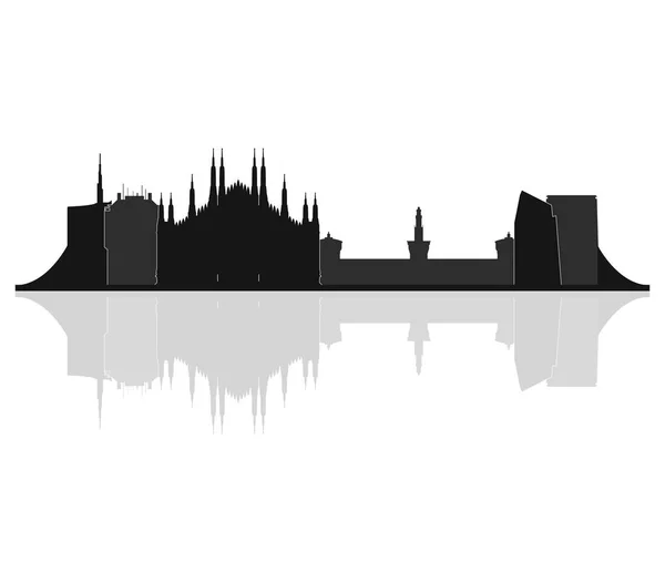 Milan Skyline Fundo Branco — Vetor de Stock