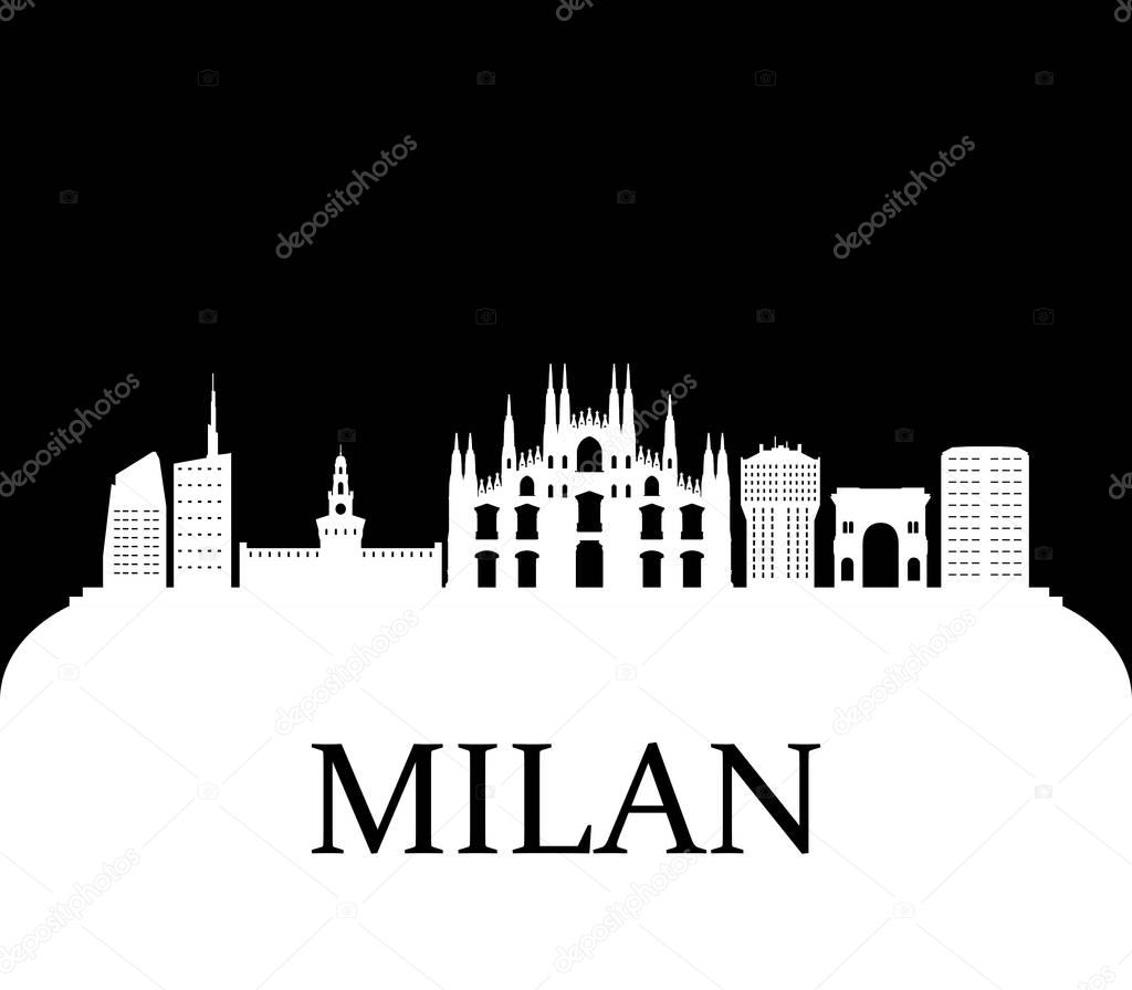 milan skyline on white background