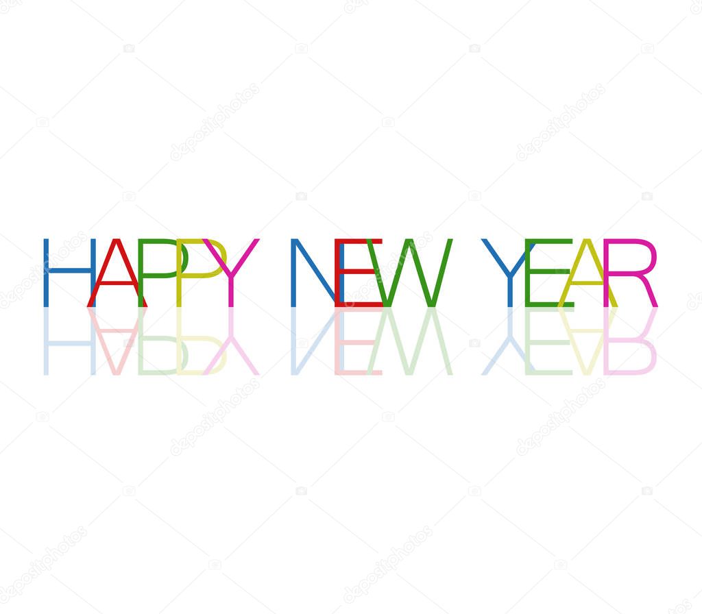 happy new year on white background