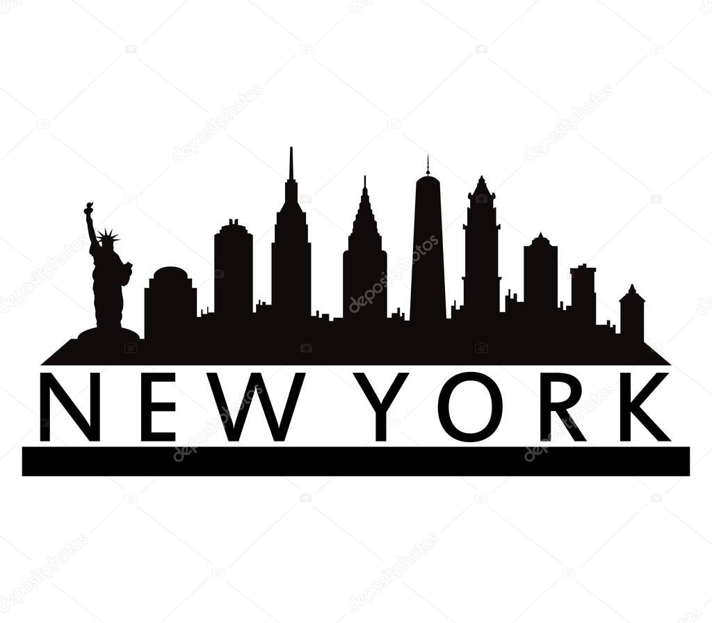 New York skyline on white background