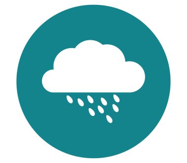 Beyaz arka plan üzerine yağmur bulutu simgesiyle