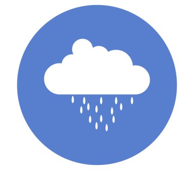 Beyaz arka plan üzerine yağmur bulutu simgesiyle