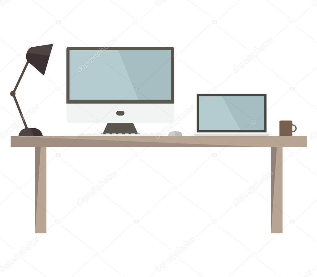 office desk on white background