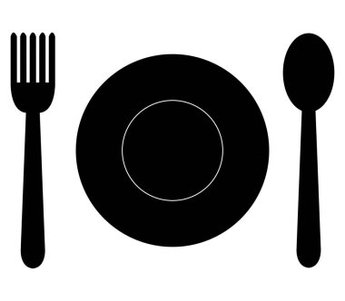 düz beyaz arka plan üzerinde çatal simgesiyle