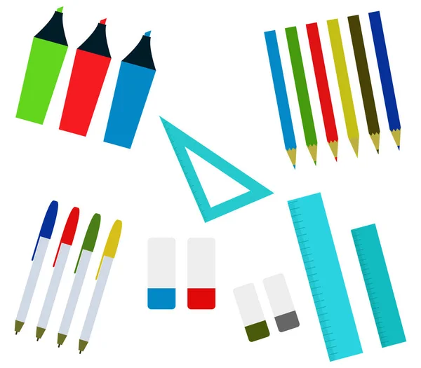 Outils Scolaires Sur Fond Blanc — Image vectorielle