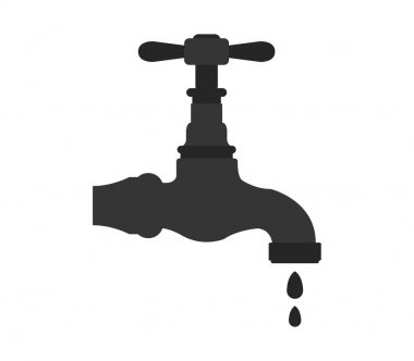 Beyaz arka plan üzerinde musluk simgesi