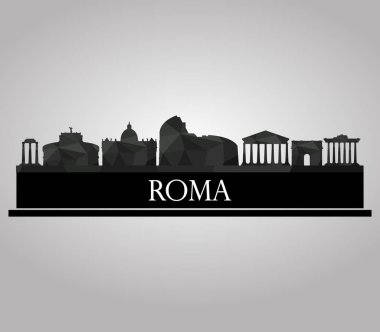 Beyaz arka plan üzerinde Roma manzarası