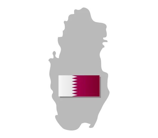 Qatar Mapa Com Bandeira Sobre Fundo Branco — Vetor de Stock