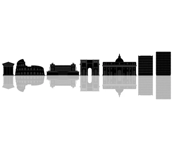 Rome Skyline Sur Fond Blanc — Image vectorielle