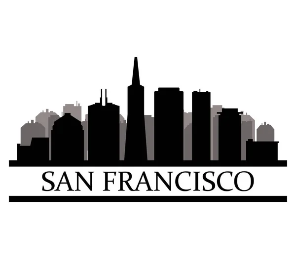 白い背景に サンフランシスコのスカイライン — ストックベクタ
