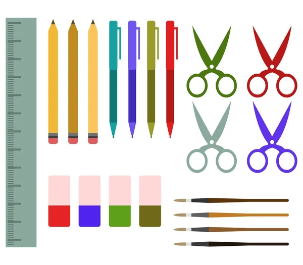 Outils Scolaires Sur Fond Blanc — Image vectorielle