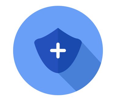 Beyaz arka plan üzerinde tıbbi kalkan kutsal kişilerin resmi