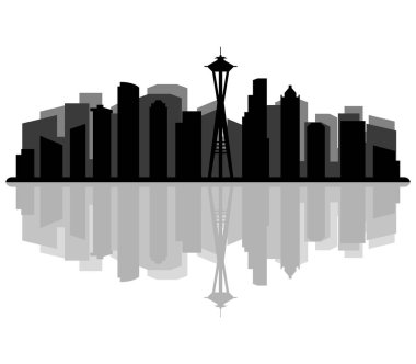 Beyaz arkaplanda ufuk çizgisi Seattle