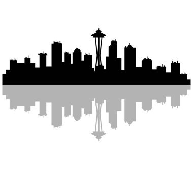Beyaz arkaplanda ufuk çizgisi Seattle