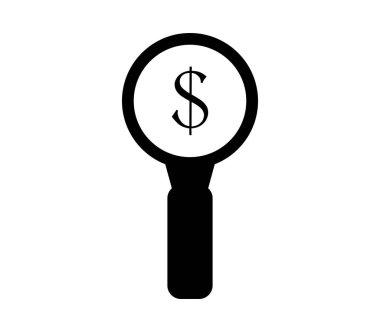 Beyaz arka plan üzerinde para arama simgesi