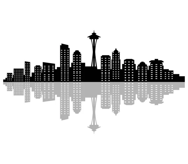 Skyline Seattle White Background — Stock Vector