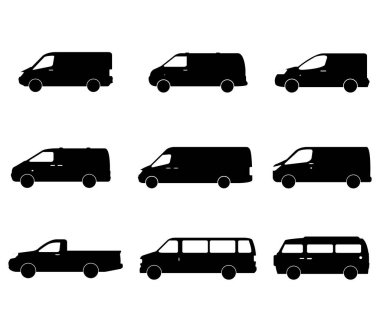 Beyaz bir arka plan üzerinde vans kümesi