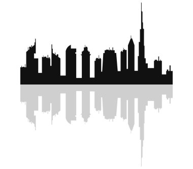 Dubai şehir silüetinin beyaz arka plan üzerinde