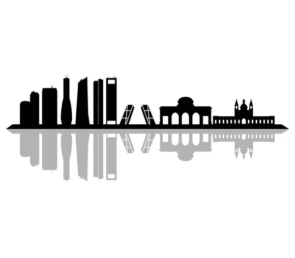 Madrid Skyline Fehér Háttér — Stock Vector