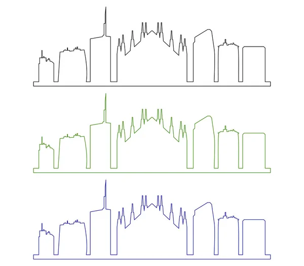 Skyline Van Milaan Witte Achtergrond — Stockvector