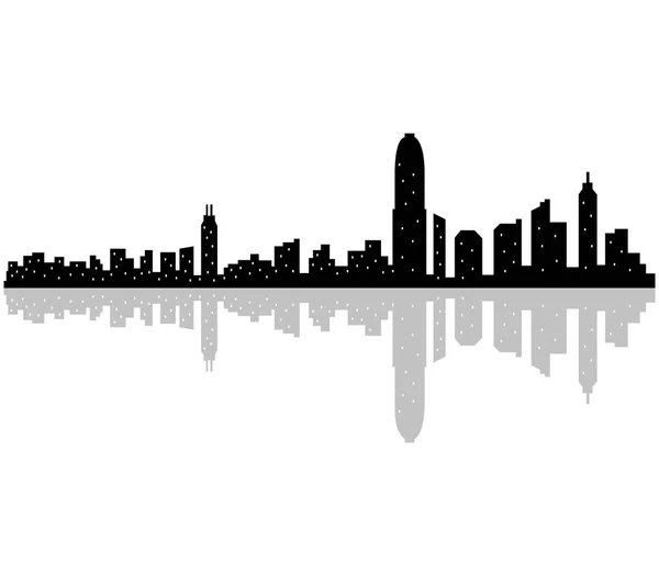 Hong Kong Skyline Sfondo Bianco — Vettoriale Stock