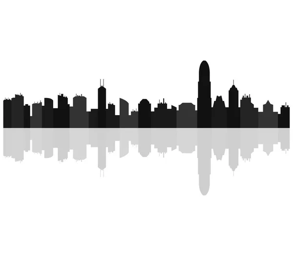 Hong Kong Skyline Sobre Fondo Blanco — Vector de stock