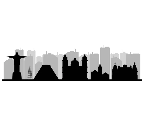 Rio Janeiro Skyline Sobre Fondo Blanco — Vector de stock