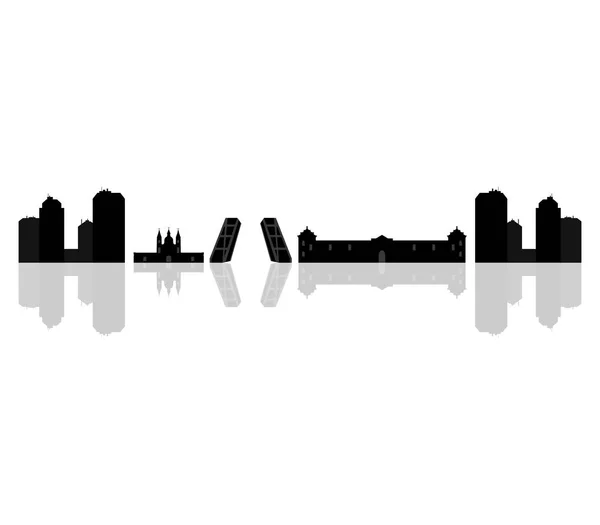 Madrid Skyline White Background — Stock Vector