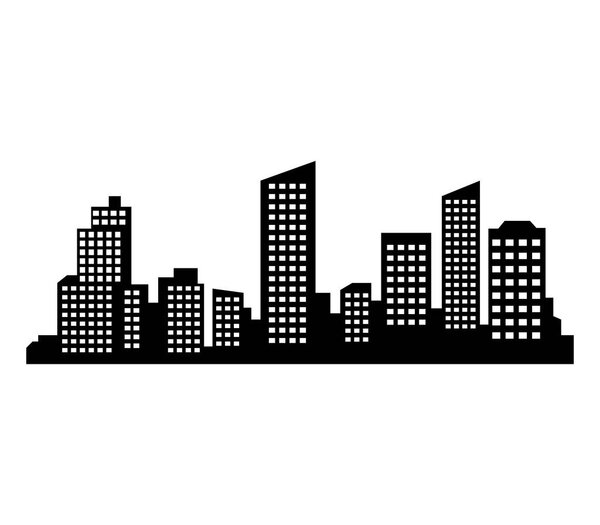 city skyline on white background