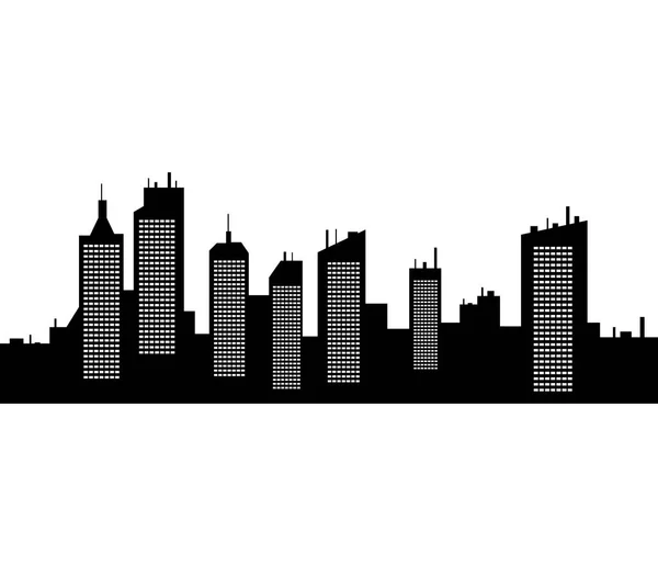Stadtsilhouette Auf Weißem Hintergrund — Stockvektor