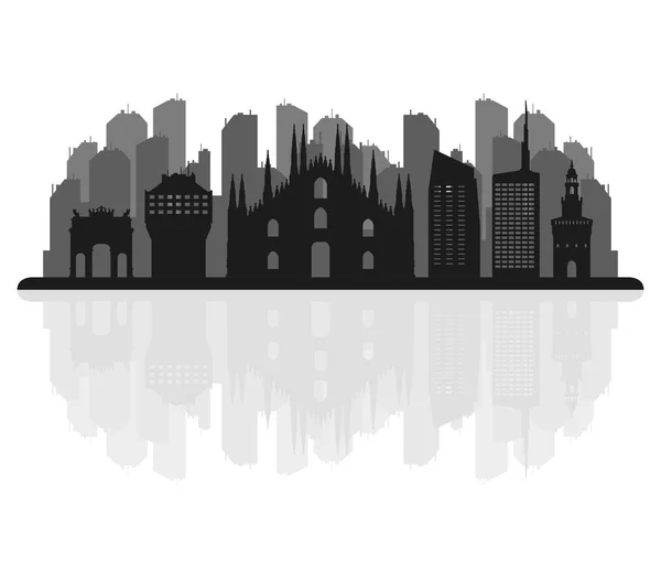 Milan Skyline Fundo Branco — Vetor de Stock