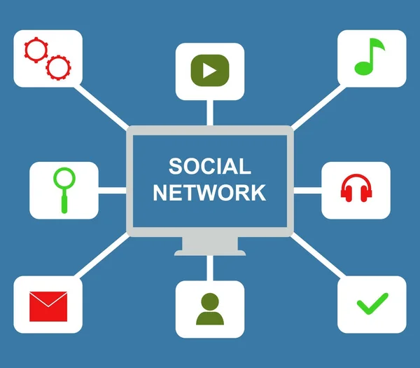 Social Network White Background — Stock Vector