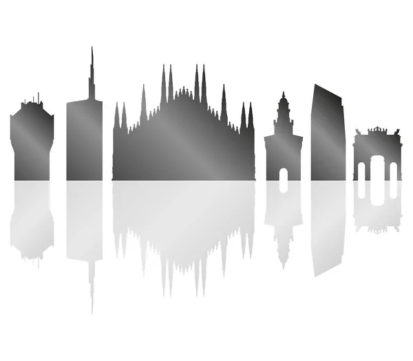 Milan Skyline Sobre Fondo Blanco — Vector de stock