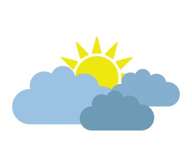 bulut beyaz arka plan üzerinde güneş simgesi