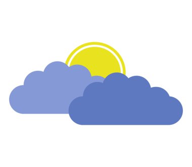 bulut beyaz arka plan üzerinde güneş simgesi