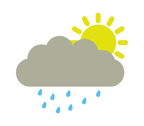 Sun Icon Rain Cloud White Background — Stock Vector