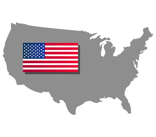 Estados Unidos Mapa Com Bandeira Branco — Vetor de Stock